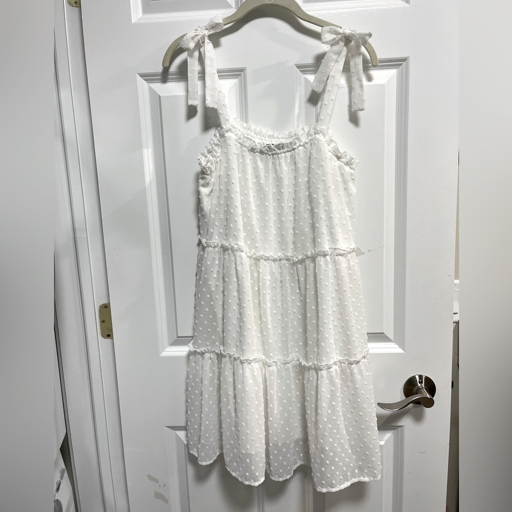 Trixxi Tiered Babydoll Dress with Dots and Ruffles